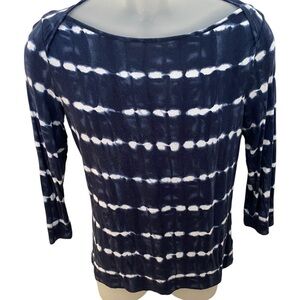 MICHAEL KORS Blue & White Tie Dye Shirt Top Blouse Women PS Petite Small